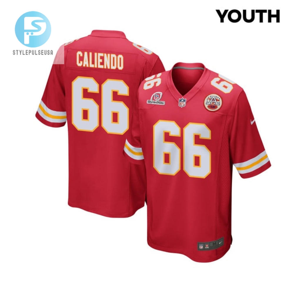 Mike Caliendo 66 Kansas City Chiefs 2024 Divisional Patch Game Youth Jersey Red stylepulseusa 1