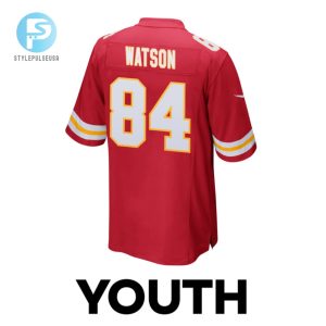 Justin Watson 84 Kansas City Chiefs 2024 Divisional Patch Game Youth Jersey Red stylepulseusa 1 2