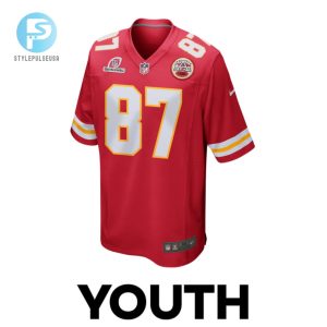 Travis Kelce 87 Kansas City Chiefs 2024 Divisional Patch Game Youth Jersey Red stylepulseusa 1 1