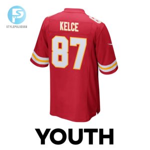 Travis Kelce 87 Kansas City Chiefs 2024 Divisional Patch Game Youth Jersey Red stylepulseusa 1 2