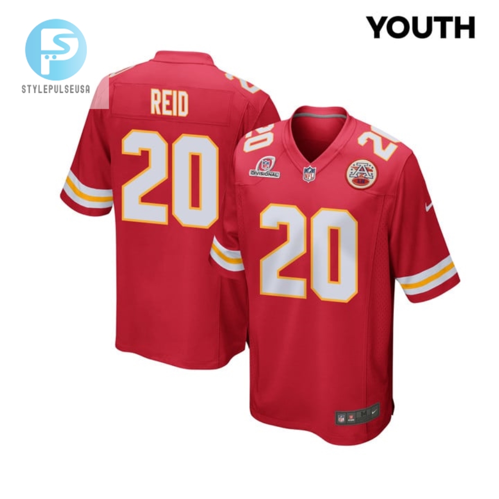 Justin Reid 20 Kansas City Chiefs 2024 Divisional Patch Game Youth Jersey Red stylepulseusa 1