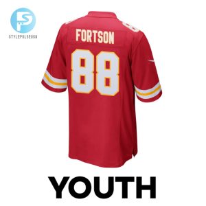 Jody Fortson 88 Kansas City Chiefs 2024 Divisional Patch Game Youth Jersey Red stylepulseusa 1 2