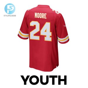 Skyy Moore 24 Kansas City Chiefs 2024 Divisional Patch Game Youth Jersey Red stylepulseusa 1 2