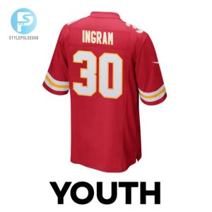 Keaontay Ingram 30 Kansas City Chiefs 2024 Divisional Patch Game Youth Jersey Red stylepulseusa 1 2