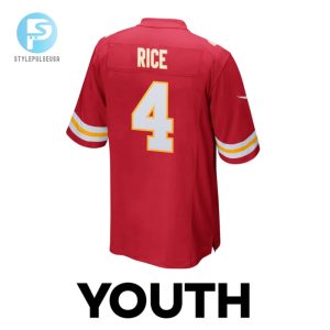 Rashee Rice 4 Kansas City Chiefs 2024 Divisional Patch Game Youth Jersey Red stylepulseusa 1 2