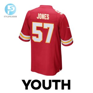 Truman Jones 57 Kansas City Chiefs 2024 Divisional Patch Game Youth Jersey Red stylepulseusa 1 2