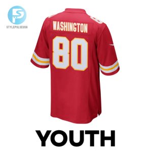 Montrell Washington 80 Kansas City Chiefs 2024 Divisional Patch Game Youth Jersey Red stylepulseusa 1 2