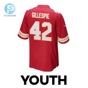 Tyree Gillespie 42 Kansas City Chiefs 2024 Divisional Patch Game Youth Jersey Red stylepulseusa 1 2