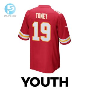 Kadarius Toney 19 Kansas City Chiefs 2024 Divisional Patch Game Youth Jersey Red stylepulseusa 1 2