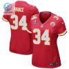 Deneric Prince 34 Kansas City Chiefs Super Bowl Lviii Patch Game Women Jersey Red stylepulseusa 1