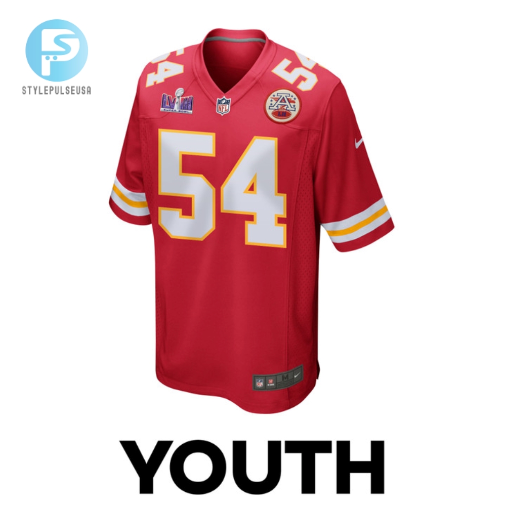 Leo Chenal 54 Kansas City Chiefs Super Bowl Lviii Patch Game Youth Jersey  Red 