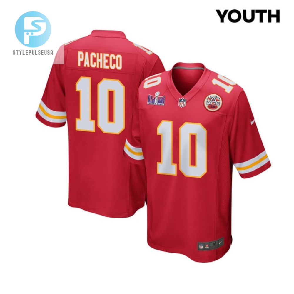 Isiah Pacheco 10 Kansas City Chiefs Super Bowl Lviii Patch Game Youth Jersey Red stylepulseusa 1
