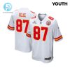 Travis Kelce 87 Kansas City Chiefs Super Bowl Lviii Patch Game Youth Jersey White stylepulseusa 1