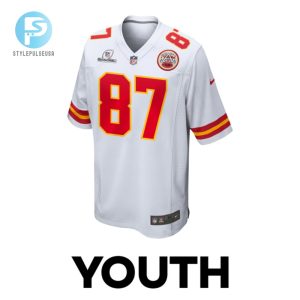 Travis Kelce 87 Kansas City Chiefs Super Bowl Lviii Patch Game Youth Jersey White stylepulseusa 1 1