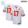 Richie James 17 Kansas City Chiefs Super Bowl Lviii Patch Game Youth Jersey White stylepulseusa 1