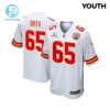 Trey Smith 65 Kansas City Chiefs Super Bowl Lviii Patch Game Youth Jersey White stylepulseusa 1