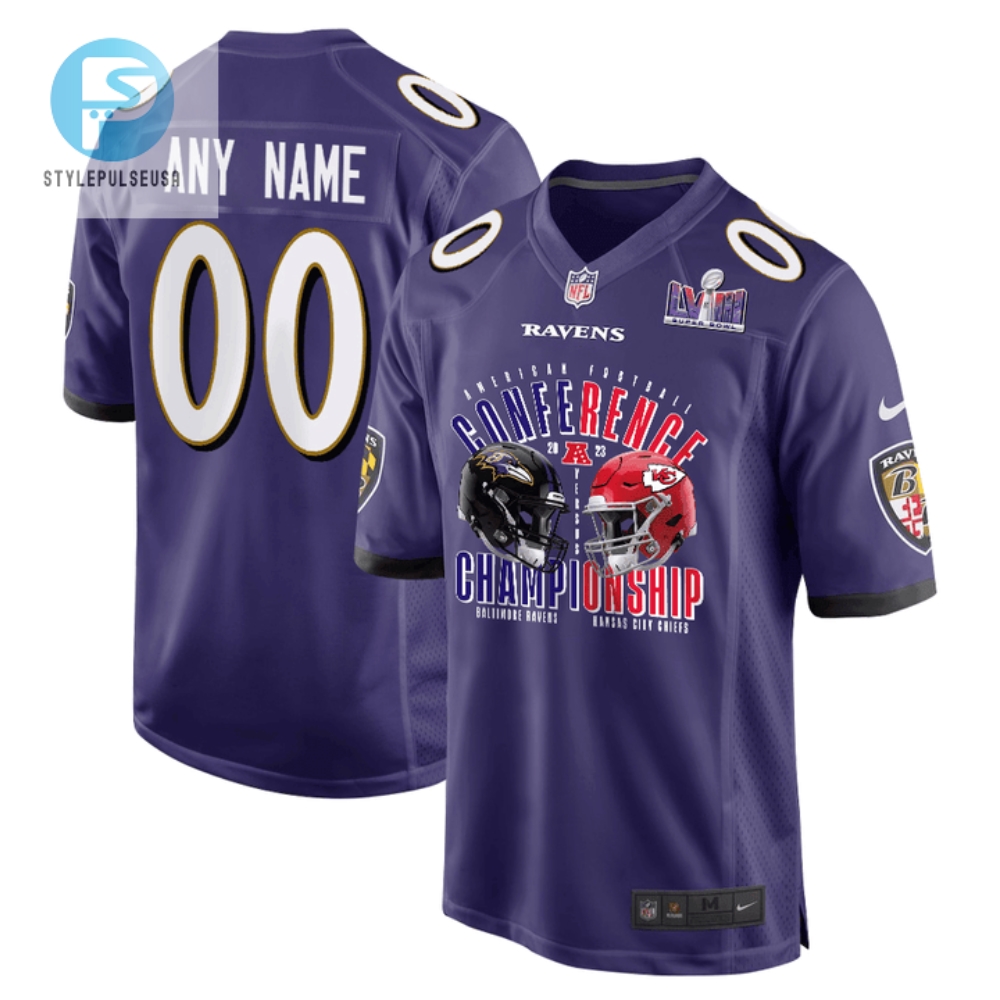 Baltimore Ravens Vs. Kansas City Chiefs 2023 Afc Championship Matchup Game Custom Men Jersey Purple stylepulseusa 1