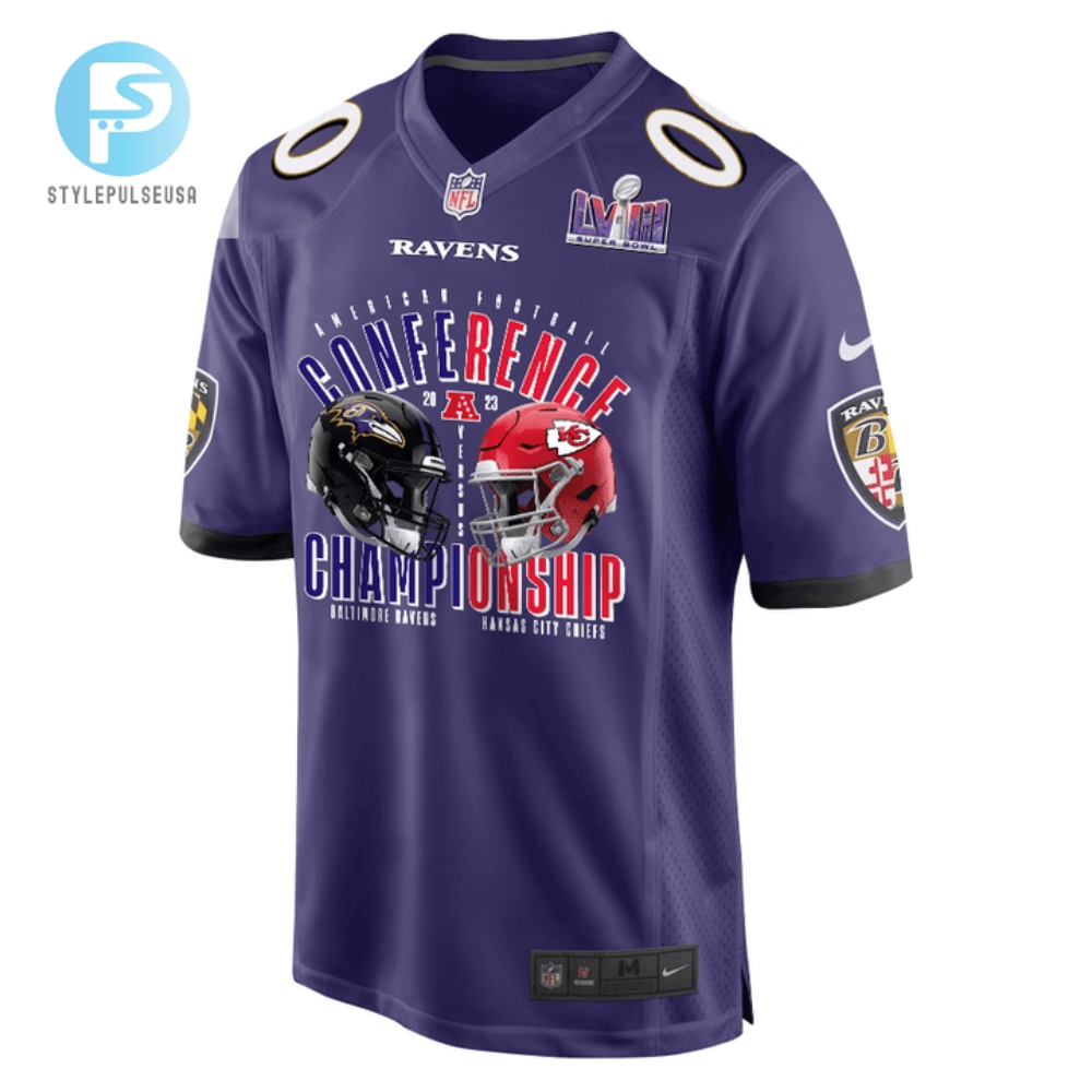 Baltimore Ravens Vs. Kansas City Chiefs 2023 Afc Championship Matchup Game Custom Men Jersey  Purple 