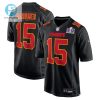 Patrick Mahomes 15 Kansas City Chiefs Super Bowl Lviii Fashion Game Men Jersey Carbon Black stylepulseusa 1