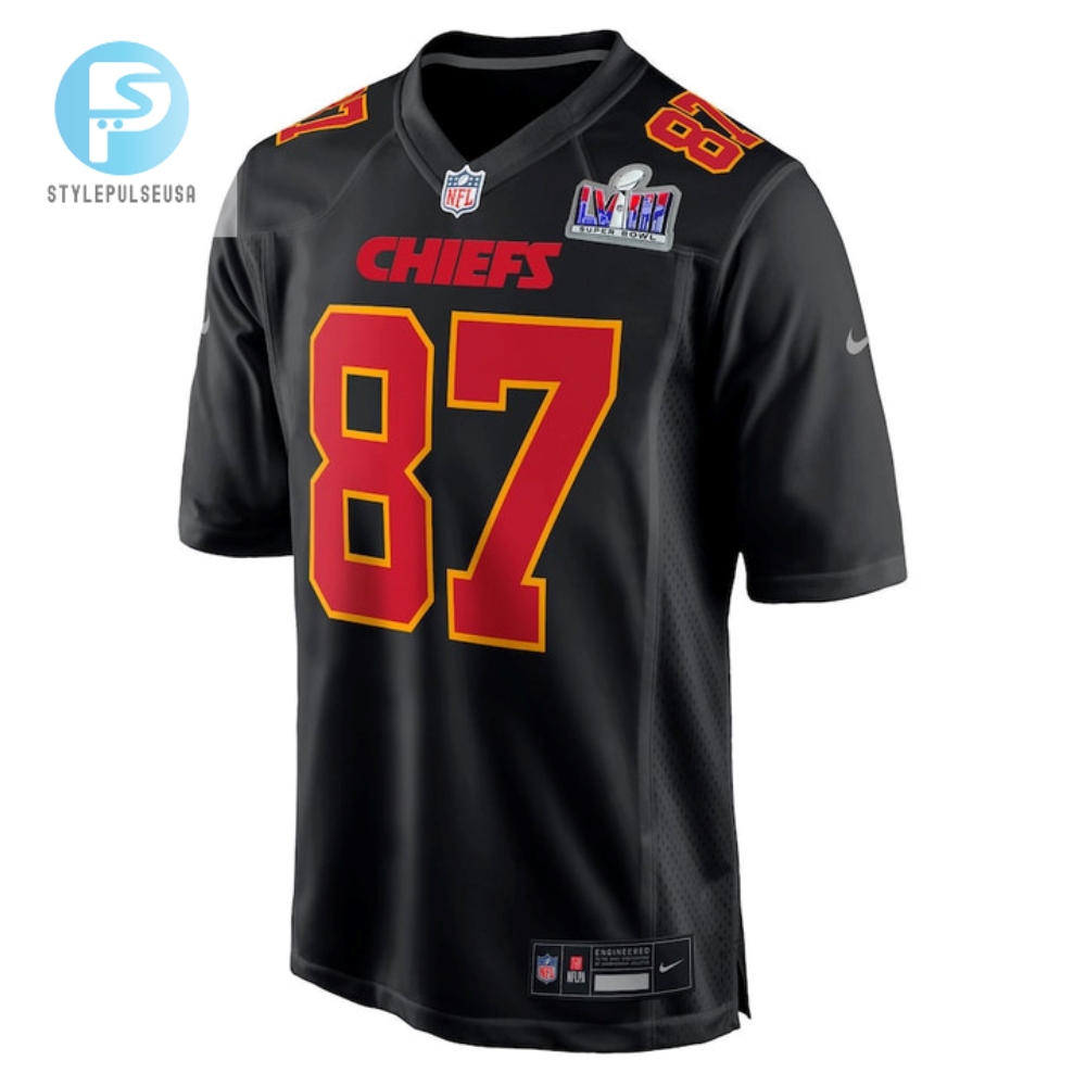 Travis Kelce 87 Kansas City Chiefs Super Bowl Lviii Fashion Game Men Jersey  Carbon Black 