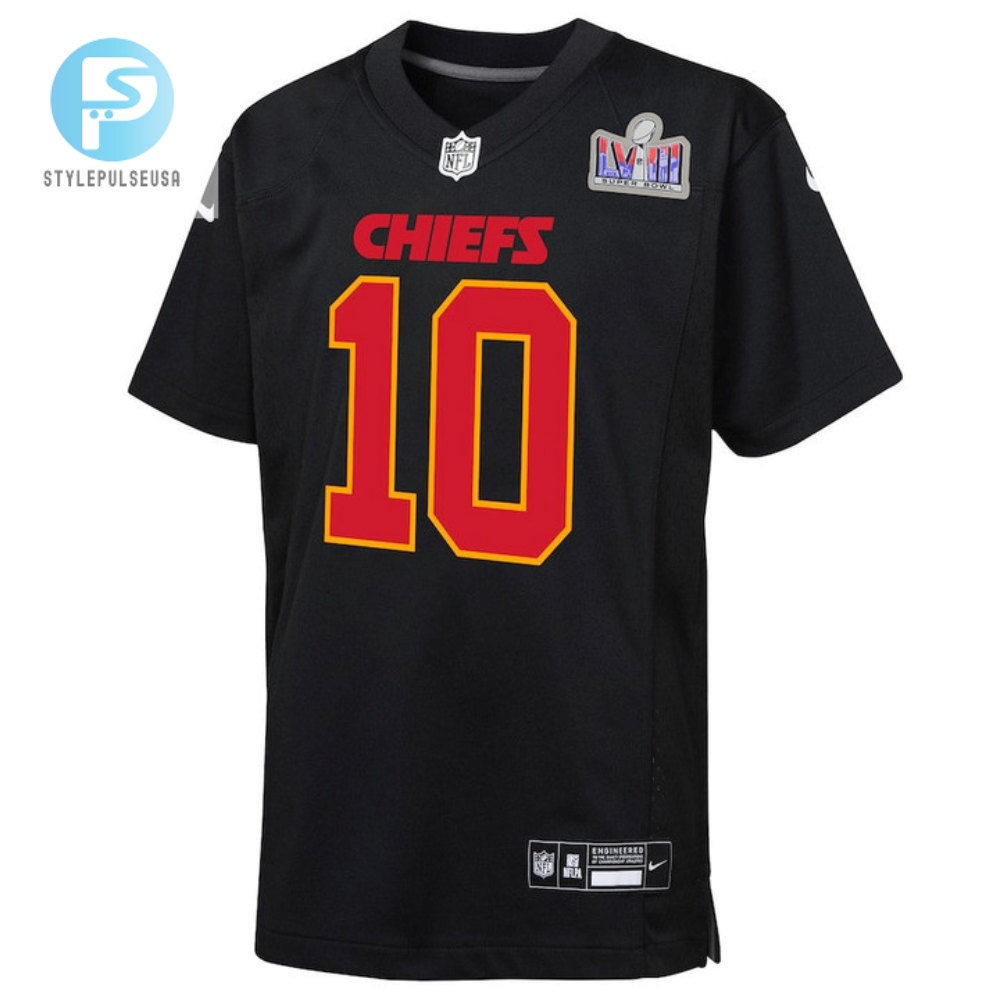 Isiah Pacheco 10 Kansas City Chiefs Super Bowl Lviii Patch Fashion Game Youth Jersey  Carbon Black 