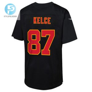 Travis Kelce 87 Kansas City Chiefs Super Bowl Lviii Patch Fashion Game Youth Jersey Carbon Black stylepulseusa 1 2