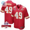 Matt Bushman 49 Kansas City Chiefs Super Bowl Lviii Champions 4 Stars Patch Game Men Jersey Red stylepulseusa 1