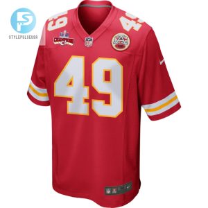 Matt Bushman 49 Kansas City Chiefs Super Bowl Lviii Champions 4 Stars Patch Game Men Jersey Red stylepulseusa 1 1