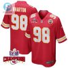 Tershawn Wharton 98 Kansas City Chiefs Super Bowl Lviii Champions 4 Stars Patch Game Men Jersey Red stylepulseusa 1