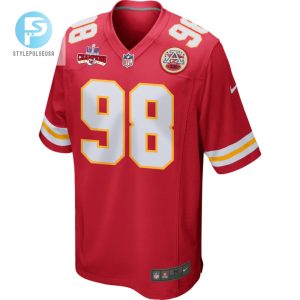 Tershawn Wharton 98 Kansas City Chiefs Super Bowl Lviii Champions 4 Stars Patch Game Men Jersey Red stylepulseusa 1 1