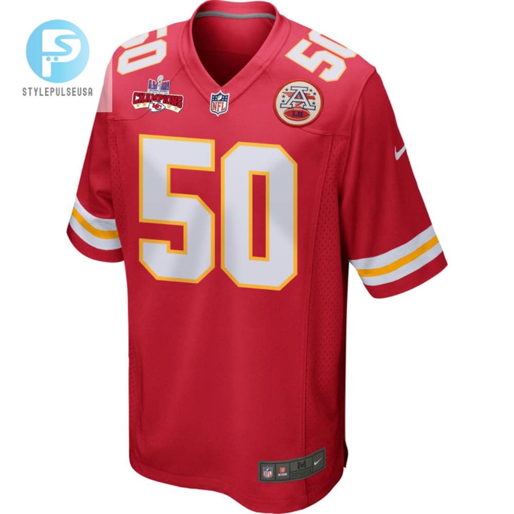 Willie Gay 50 Kansas City Chiefs Super Bowl Lviii Champions 4 Stars Patch Game Men Jersey  Red 