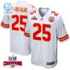 Clyde Edwardshelaire 25 Kansas City Chiefs Super Bowl Lviii Champions 4 Stars Patch Game Men Jersey White stylepulseusa 1