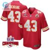 Jack Cochrane 43 Kansas City Chiefs Super Bowl Lviii Champions 4 Stars Patch Game Men Jersey Red stylepulseusa 1