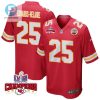 Clyde Edwardshelaire 25 Kansas City Chiefs Super Bowl Lviii Champions 4 Stars Patch Game Men Jersey Red stylepulseusa 1