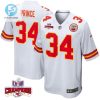 Deneric Prince 34 Kansas City Chiefs Super Bowl Lviii Champions 4 Stars Patch Game Men Jersey White stylepulseusa 1