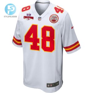 Cole Christiansen 48 Kansas City Chiefs Super Bowl Lviii Champions 4 Stars Patch Game Men Jersey White stylepulseusa 1 1