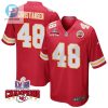 Cole Christiansen 48 Kansas City Chiefs Super Bowl Lviii Champions 4 Stars Patch Game Men Jersey Red stylepulseusa 1