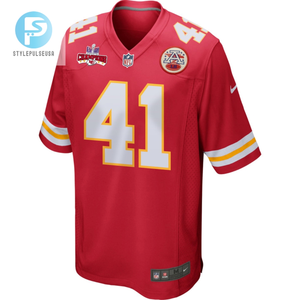 James Winchester 41 Kansas City Chiefs Super Bowl Lviii Champions 4 Stars Patch Game Men Jersey  Red 