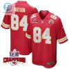 Justin Watson 84 Kansas City Chiefs Super Bowl Lviii Champions 4 Stars Patch Game Men Jersey Red stylepulseusa 1