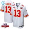 Chris Oladokun 13 Kansas City Chiefs Super Bowl Lviii Champions 4 Stars Patch Game Men Jersey White stylepulseusa 1