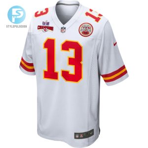 Chris Oladokun 13 Kansas City Chiefs Super Bowl Lviii Champions 4 Stars Patch Game Men Jersey White stylepulseusa 1 1