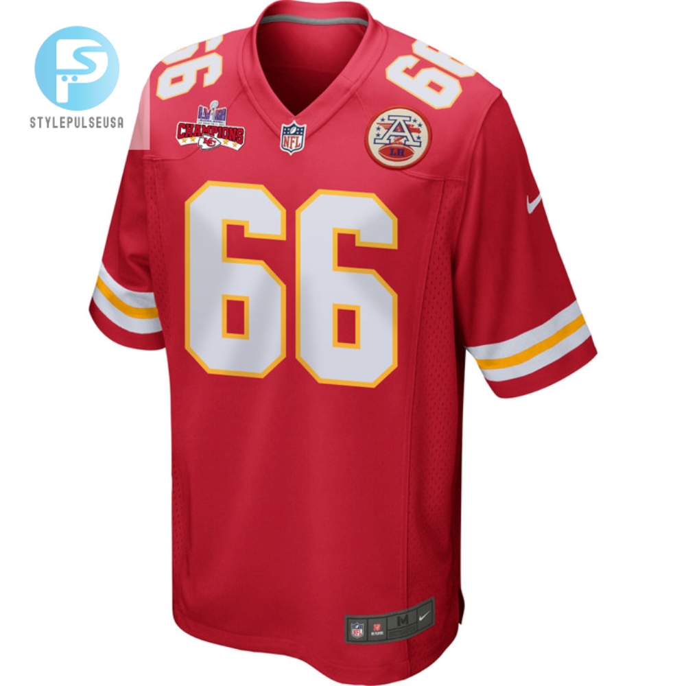 Mike Caliendo 66 Kansas City Chiefs Super Bowl Lviii Champions 4 Stars Patch Game Men Jersey  Red 