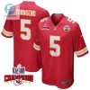 Tommy Townsend 5 Kansas City Chiefs Super Bowl Lviii Champions 4 Stars Patch Game Men Jersey Red stylepulseusa 1