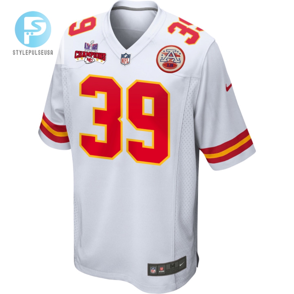 Keith Taylor 39 Kansas City Chiefs Super Bowl Lviii Champions 4 Stars Patch Game Men Jersey  White 
