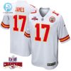 Richie James 17 Kansas City Chiefs Super Bowl Lviii Champions 4 Stars Patch Game Men Jersey White stylepulseusa 1