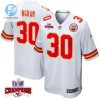 Keaontay Ingram 30 Kansas City Chiefs Super Bowl Lviii Champions 4 Stars Patch Game Men Jersey White stylepulseusa 1