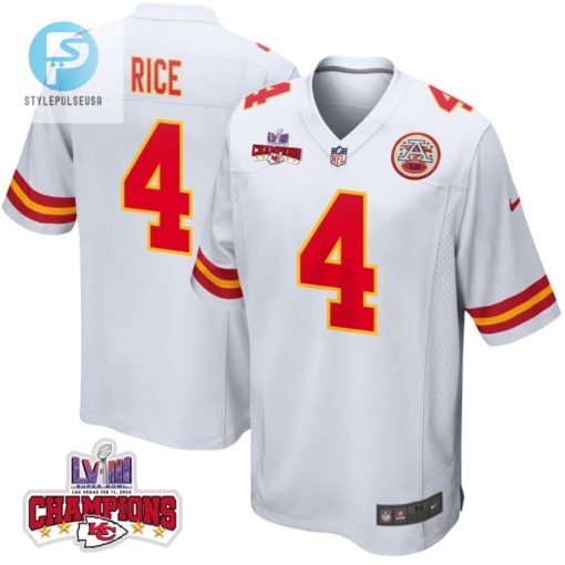 Rashee Rice 4 Kansas City Chiefs Super Bowl Lviii Champions 4 Stars Patch Game Men Jersey White stylepulseusa 1