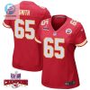 Trey Smith 65 Kansas City Chiefs Super Bowl Lviii Champions 4 Stars Patch Game Women Jersey Red stylepulseusa 1