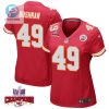 Matt Bushman 49 Kansas City Chiefs Super Bowl Lviii Champions 4 Stars Patch Game Women Jersey Red stylepulseusa 1