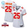 Clyde Edwardshelaire 25 Kansas City Chiefs Super Bowl Lviii Champions 4 Stars Patch Game Women Jersey White stylepulseusa 1